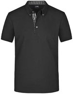 James&Nicholson Piqué Polo mit Button-Down-Kragen für Herren, Black/Black S, JN964 – Black/Black/White