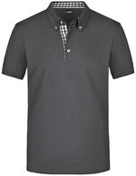 James&Nicholson Piqué Polo mit Button-Down-Kragen für Herren, Black/Black S, JN964 – Graphite (Solid)/Graphite (Solid)/White