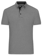 James&Nicholson Piqué Polo mit Button-Down-Kragen für Herren, Black/Black S, JN964 – Light Melange/Black