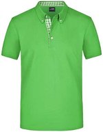 James&Nicholson Piqué Polo mit Button-Down-Kragen für Herren, Black/Black S, JN964 – Lime Green/Lime Green/White