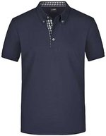 James&Nicholson Piqué Polo mit Button-Down-Kragen für Herren, Black/Black S, JN964 – Navy/Navy/White
