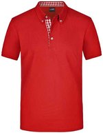 James&Nicholson Piqué Polo mit Button-Down-Kragen für Herren, Black/Black S, JN964 – Red/Red/White