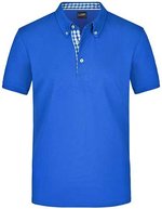 James&Nicholson Piqué Polo mit Button-Down-Kragen für Herren, Black/Black S, JN964 – Royal/Royal/White