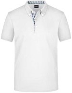 James&Nicholson Piqué Polo mit Button-Down-Kragen für Herren, Black/Black S, JN964 – White/Navy/White