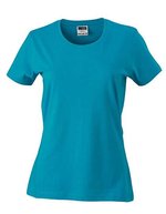 James&Nicholson Slim Fit Rundhals-T-Shirt Baumwolle für Damen, White S, JN971 – Caribbean Blue