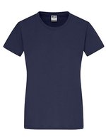 James&Nicholson Slim Fit Rundhals-T-Shirt Baumwolle für Damen, White S, JN971 – Navy