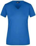 James&Nicholson Slim Fit V-Neck T-Shirt für Damen, White S, JN972 – Cobalt