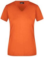 James&Nicholson Slim Fit V-Neck T-Shirt für Damen, White S, JN972 – Orange fonce