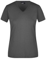 James&Nicholson Slim Fit V-Neck T-Shirt für Damen, White S, JN972 – Graphite (Uni)
