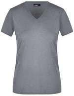 James&Nicholson Slim Fit V-Neck T-Shirt für Damen, White S, JN972 – Gris Chine