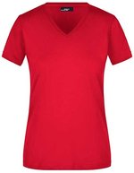 James&Nicholson Slim Fit V-Neck T-Shirt für Damen, White S, JN972 – Rouge