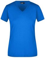 James&Nicholson Slim Fit V-Neck T-Shirt für Damen, White S, JN972 – Royal