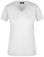 James&Nicholson Slim Fit V-Neck T-Shirt für Damen, White S, JN972 – Blanc