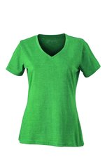 James&Nicholson V-Ausschnitt Melange T-Shirt für Damen, Black Melange S, JN973 – Bild 1