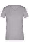 James&Nicholson V-Ausschnitt Melange T-Shirt für Damen, Black Melange S, JN973 – Bild 3