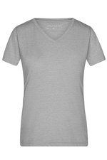 James&Nicholson V-Ausschnitt Melange T-Shirt für Damen, Black Melange S, JN973 – Bild 3