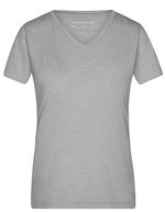 James&Nicholson V-Ausschnitt Melange T-Shirt für Damen, Black Melange S, JN973 – Grey Heather
