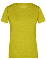 James&Nicholson V-Ausschnitt Melange T-Shirt für Damen, Black Melange S, JN973 – Yellow Melange