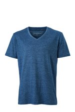 James&Nicholson Heather T-Shirt mit V-Ausschnitt, Black Melange S, JN974 – Bild 1