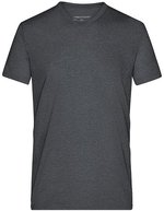 James&Nicholson Heather T-Shirt mit V-Ausschnitt, Black Melange S, JN974 – Bild 2