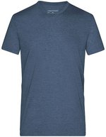 James&Nicholson Heather T-Shirt mit V-Ausschnitt, Black Melange S, JN974 – Blue Melange