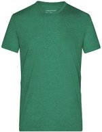 James&Nicholson Heather T-Shirt mit V-Ausschnitt, Black Melange S, JN974 – Green Melange
