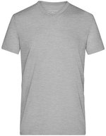 James&Nicholson Heather T-Shirt mit V-Ausschnitt, Black Melange S, JN974 – Grey Heather