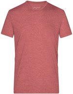 James&Nicholson Heather T-Shirt mit V-Ausschnitt, Black Melange S, JN974 – Red Melange