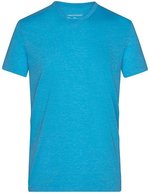 James&Nicholson Heather T-Shirt mit V-Ausschnitt, Black Melange S, JN974 – Turquoise Melange