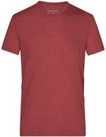 James&Nicholson Heather T-Shirt mit V-Ausschnitt, Black Melange S, JN974 – Wine Melange