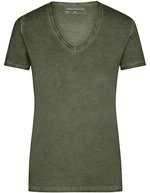 James&Nicholson Gipsy T-Shirt mit V-Ausschnitt für Damen, Atlantic S, JN975 – Dusty Olive