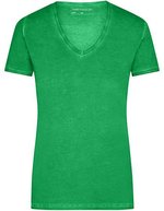 James&Nicholson Gipsy T-Shirt mit V-Ausschnitt für Damen, Atlantic S, JN975 – Felce Verde