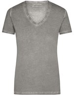 James&Nicholson Gipsy T-Shirt mit V-Ausschnitt für Damen, Atlantic S, JN975 – Grigio