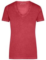 James&Nicholson Gipsy T-Shirt mit V-Ausschnitt für Damen, Atlantic S, JN975 – Rosso