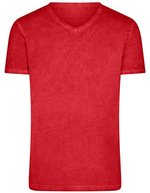 James&Nicholson Gipsy T-Shirt mit V-Ausschnitt für Herren, Atlantic S, JN976 – Chili