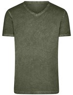 James&Nicholson Gipsy T-Shirt mit V-Ausschnitt für Herren, Atlantic S, JN976 – Dusty Olive