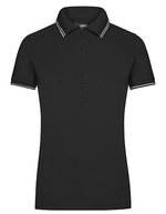 James&Nicholson Poloshirt mit Kontraststreifen für Damen, Black/White L, JN985 – Bild 2
