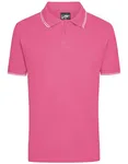 James&Nicholson Sportliches Herren-Polo mit Kontraststreifen, Fern Green/White M, JN986 – Pink/White