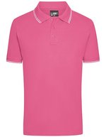 James&Nicholson Sportliches Herren-Polo mit Kontraststreifen, Black/White M, JN986 – Pink/White
