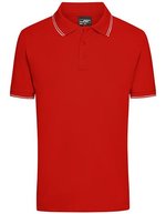 James&Nicholson Sportliches Herren-Polo mit Kontraststreifen, Black/White M, JN986 – Tomato/White