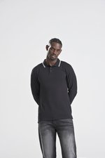 Just Polos Langarm-Poloshirt mit Kontrastkragen, Deep Black/White S, JP103 – Bild 1