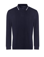 Just Polos Langarm-Poloshirt mit Kontrastkragen – Oxford Navy/White
