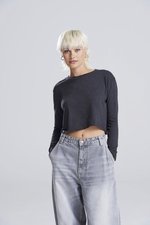 Just T's Langarm Cropped T-Shirt Triblend für Damen, Dusty Pink XS, JT016 – Bild 1