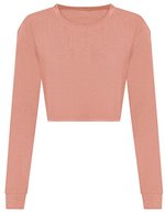 Just T's Langarm Cropped T-Shirt Triblend für Damen – Dusty Pink
