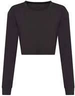 Just T's Langarm Cropped T-Shirt Triblend für Damen – Heather Black