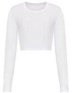 Just T's Langarm Cropped T-Shirt Triblend für Damen – Solid White