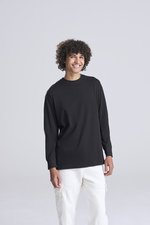 Just T's Oversize Langarm T-Shirt aus Baumwolle, Deep Black S, JT019 – Bild 1