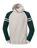 Nublend® Varsity Colour-Block Hooded Sweatshirt – Oatmeal Heather/Forest Green Heather