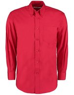 Kustom Kit Oxford Langarmhemd Classic Fit für Herren, Black 37 (S/14H), K105 – Red