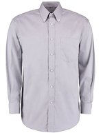 Kustom Kit Oxford Langarmhemd Classic Fit für Herren, Black 37 (S/14H), K105 – Silver Grey (Solid)